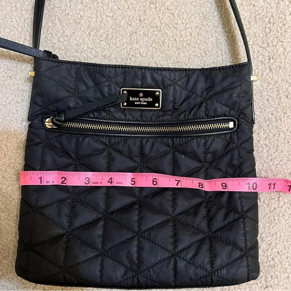 Kate Spade Black Quilted Crossbody Bag with Gold Zippers Long Strap - Picture 8 of 10